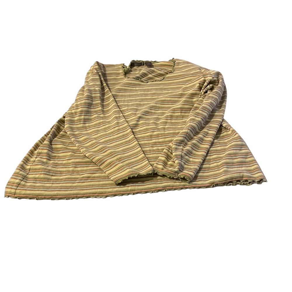 Green stripped Liz Clairborne long sleeve top - Picture 1 of 4